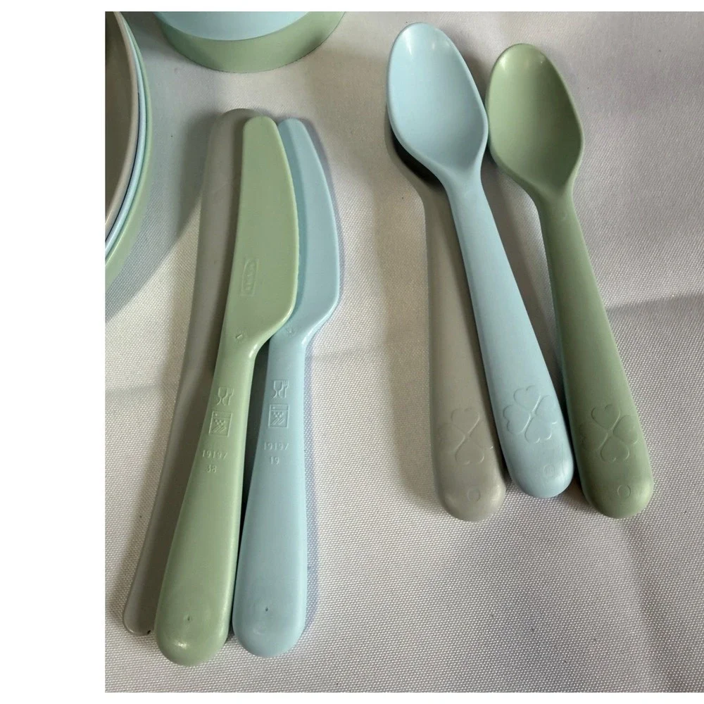 IKEA Kids Dining Wear Plastic Plates Bowls Cups Utensils Set BPA Free Toddler